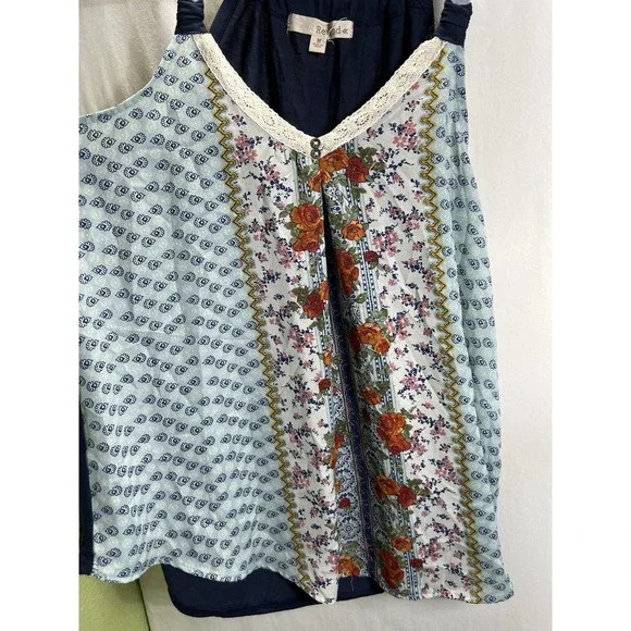 Rewind Womens Medium Floral Cami Tank Top Gathered Straps Flowy Cottage Core M - Picture 2 of 8